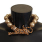 Dolce & Gabbana Golden Leopard Beaded Choker Necklace