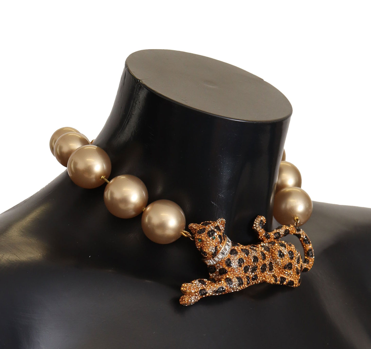 Dolce & Gabbana Golden Leopard Beaded Choker Necklace