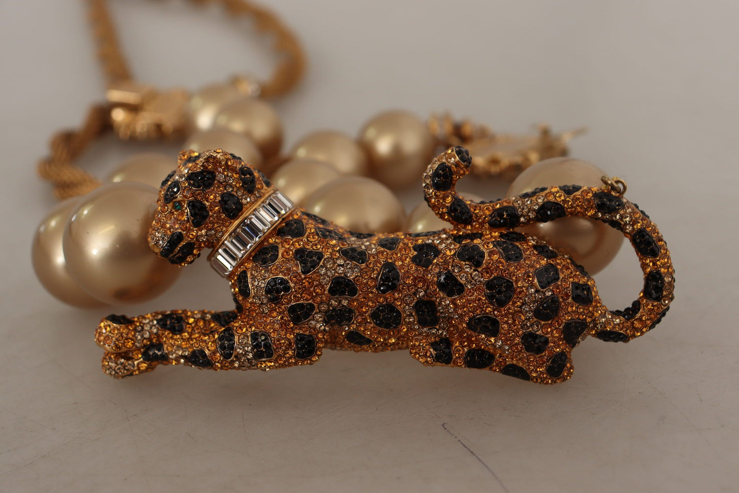 Dolce & Gabbana Golden Leopard Beaded Choker Necklace