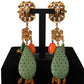 Dolce & Gabbana Elegant Floral Cactus Drop Clip-On Earrings