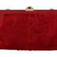 Dolce & Gabbana Elegant Red Fur VANDA Evening Clutch