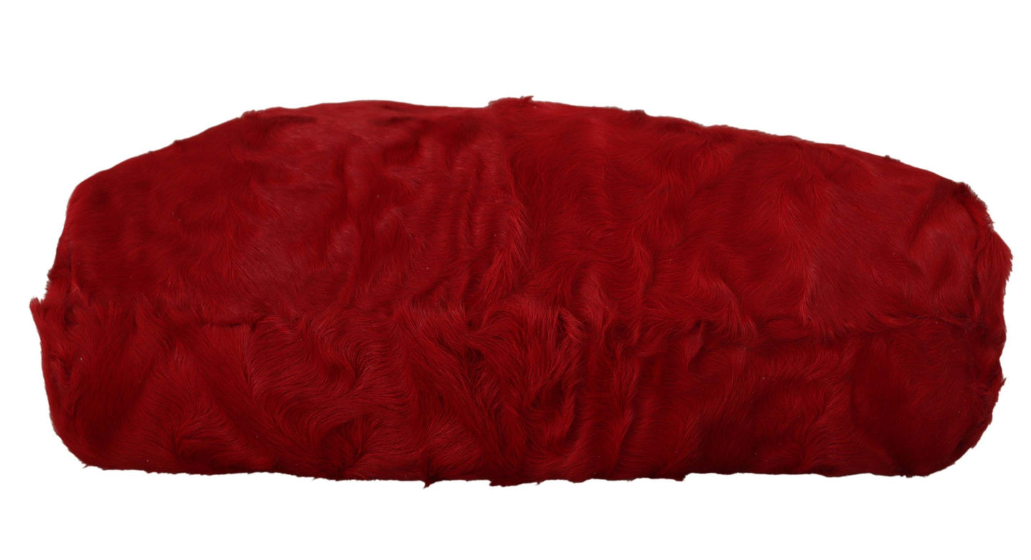 Dolce & Gabbana Elegant Red Fur VANDA Evening Clutch