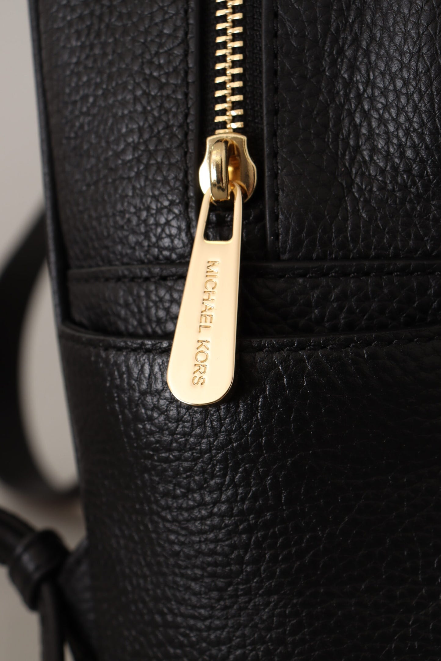 Michael Kors Chic Black Leather Backpack with Gold Accents