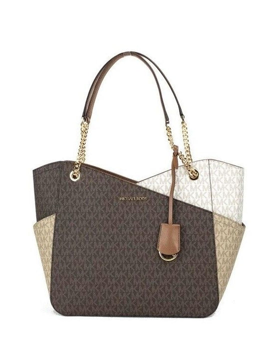 Michael Kors Jet Set Luggage Multi Signature X Cross Chain Shoulder Tote Handbag