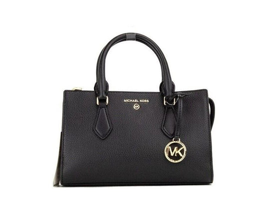 Michael Kors Valerie Small Black Pebble Leather East West Satchel Crossbody Bag