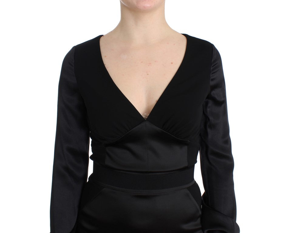 GF Ferre Black Longsleeved Wiggle Pencil Dress