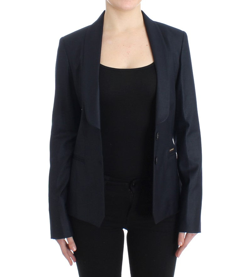 GF Ferre Black Suit Lapel Collar Blazer Jacket