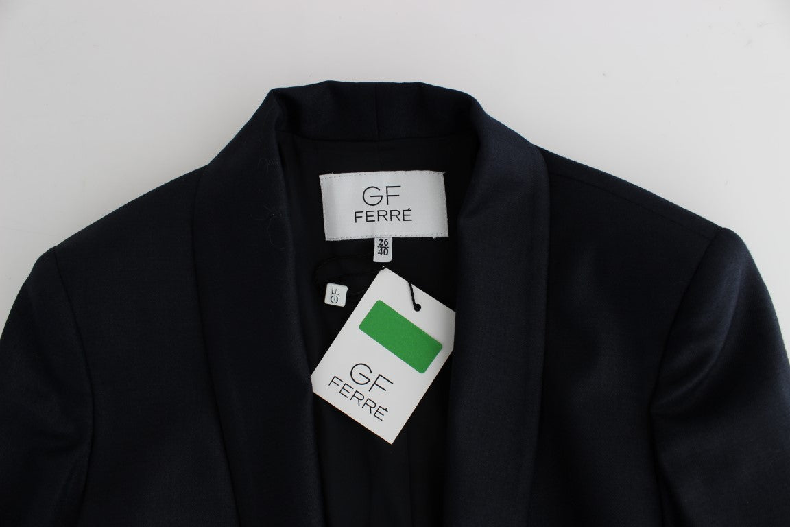 GF Ferre Black Suit Lapel Collar Blazer Jacket