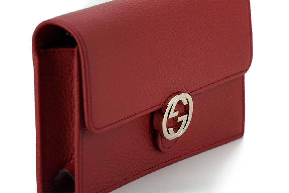 Gucci Elegant Red Leather Crossbody Shoulder Bag