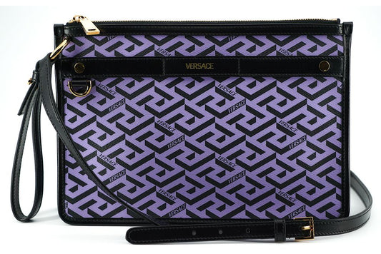 Versace Exquisite Violet & Black Signature Shoulder Bag