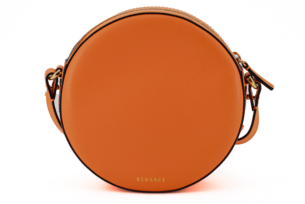 Versace Chic Orange Round Leather Shoulder Bag