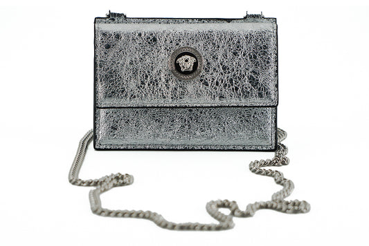 Versace Elegant Silver Nappa Leather Card Case