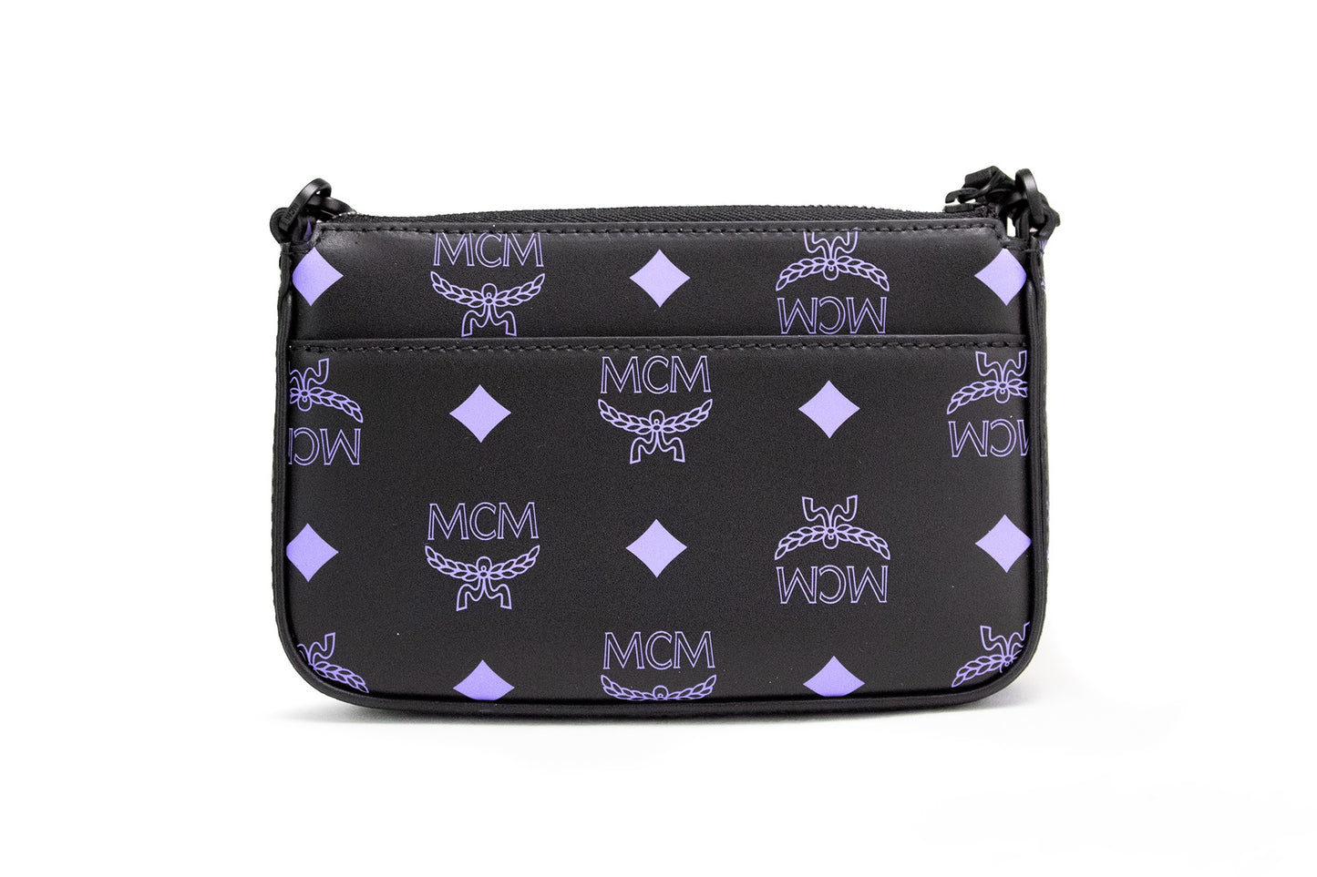 MCM Splash Logo Dahlia Purple Smooth Leather Mini Pouch Crossbody Handbag