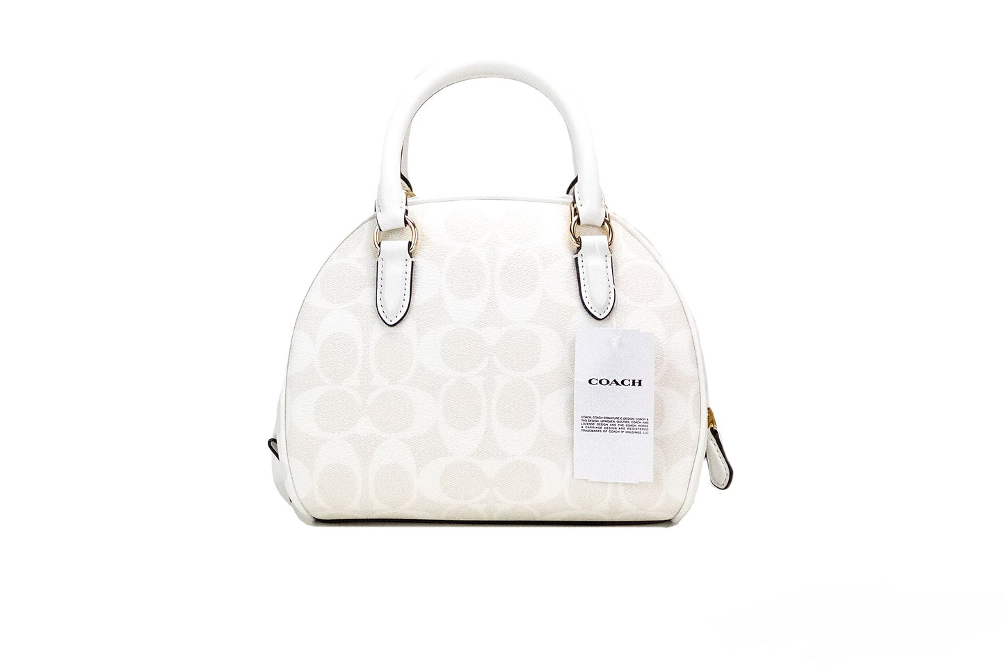 COACH Sydney Small Chalk White Signature Coated Canvas Satchel Handbag