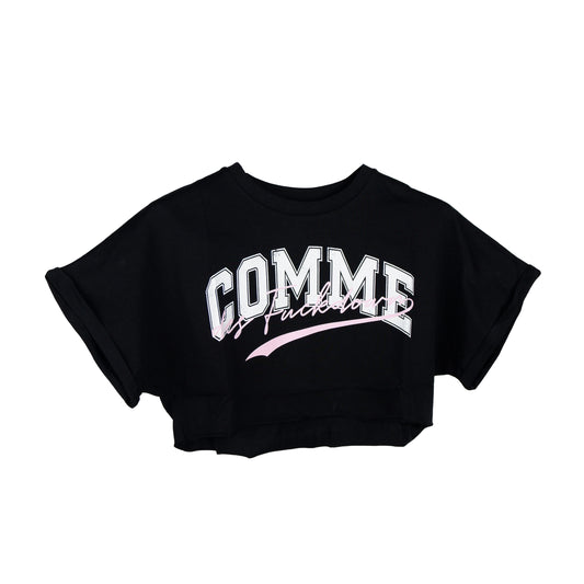 Comme Des Fuckdown Black Cotton Tops & T-Shirt