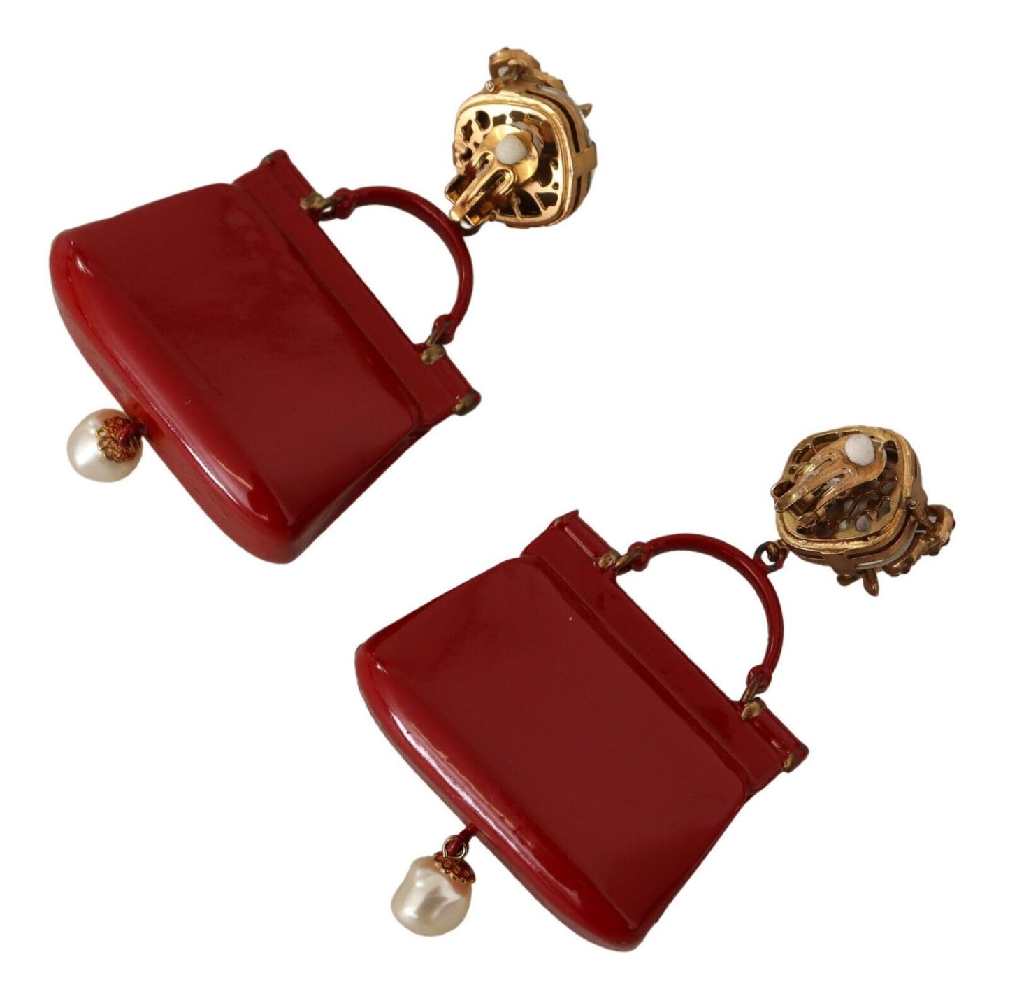 Dolce & Gabbana Enchanting Gold & Red Sicily Bag Earrings