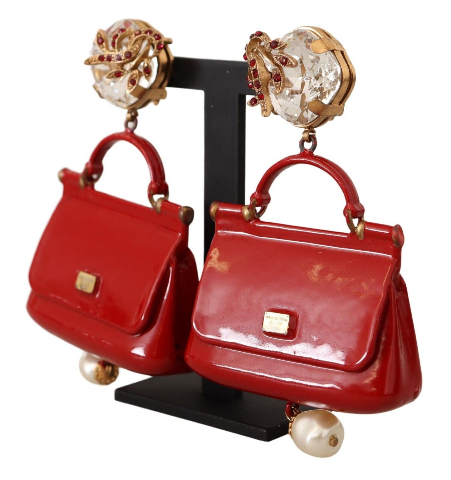 Dolce & Gabbana Enchanting Gold & Red Sicily Bag Earrings