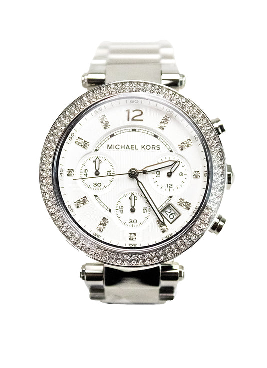 Michael Kors Parker Chronograph Silver-Tone Stainless Steel Watch MK5353