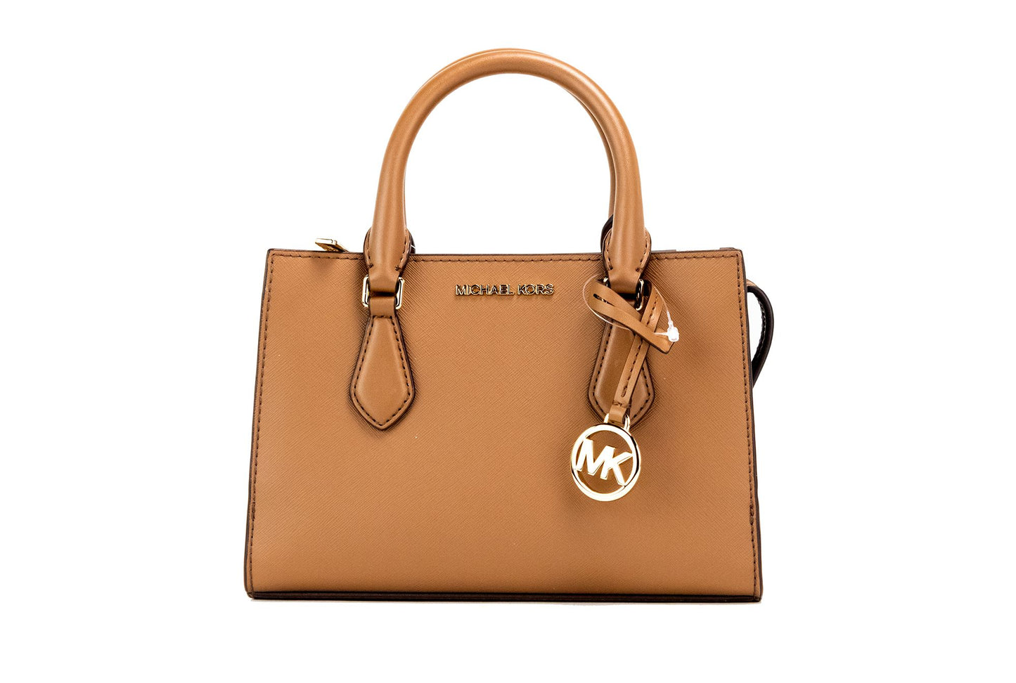 Michael Kors Sheila Small Luggage Vegan Faux Leather Center Zip Satchel Handbag