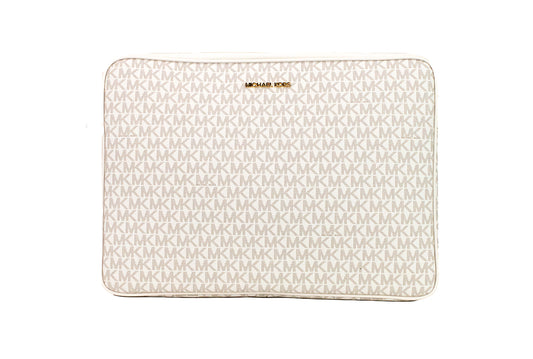 Michael Kors Jet Set Travel Large Light Cream Signature PVC Laptop Computer Case