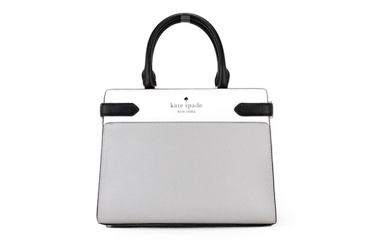 Kate Spade Staci Nimbus Grey Colorblock Medium Leather Crossbody Satchel Handbag