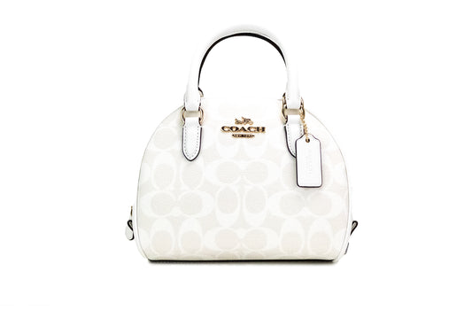 COACH Sydney Small Chalk White Signature Coated Canvas Satchel Handbag