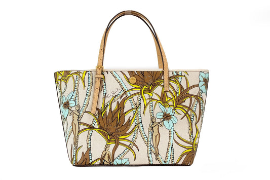 Tory Burch Emerson Small Climbing Palms Printed Canvas Tote Handbag